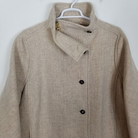 J.Crew Women Villa Coat  Italian Stadium Cloth Sz 22 Heather Sand Zip Up Zip Up - Picture 2 of 7